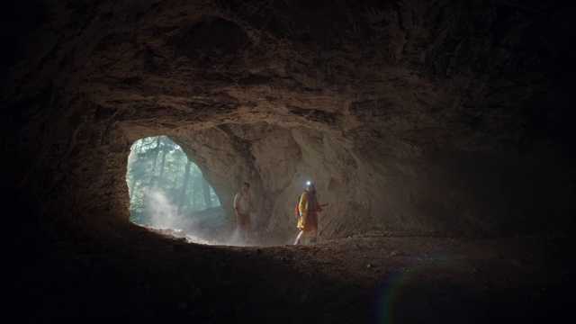 Video Reference: Cave, Formation, Recreation, Darkness, Rock, Event, Landscape, Electric blue, Winter