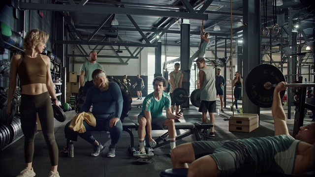 Video Reference: Muscle, Shorts, Standing, Gym, Leisure, Exercise, Weight training, Physical fitness, Sneakers, Chest