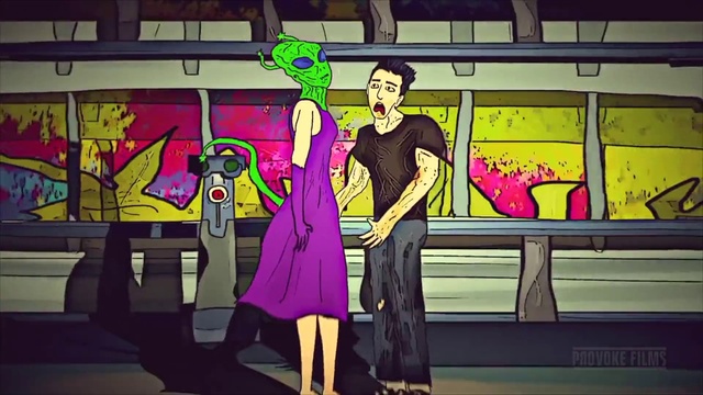 Video Reference: Purple, Dress, Art, Entertainment, Pink, Fun, Magenta, Font, Painting, Fashion design
