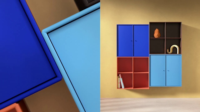 Video Reference: Blue, Rectangle, Azure, Wood, Fixture, Triangle, Orange, Shelf, Building, Flooring