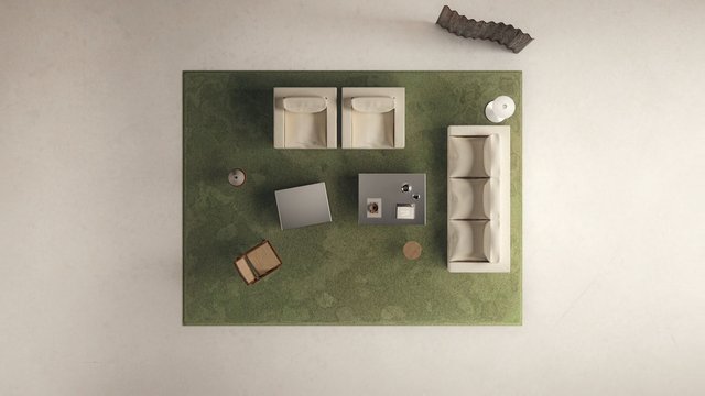 Video Reference: interior, floor plan, model, furniture, sofa, chair, table, top view, minimal, design, layout, architecture, maquette, mockup, aerial, prototype