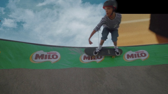 Video Reference: Cloud, Sky, Wheel, Rolling, Happy, Skateboarder, Sports equipment, Toddler, Font, Recreation