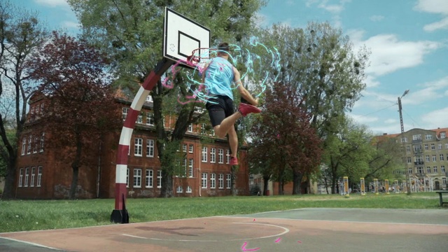 Video Reference: Shorts, Plant, Cloud, Sky, Basketball hoop, Tree, Building, Streetball, Grass, Basketball court