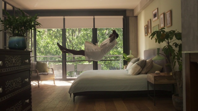 Video Reference: Plant, Furniture, Window, Comfort, Wood, Shade, Couch, Textile, Interior design, Living room