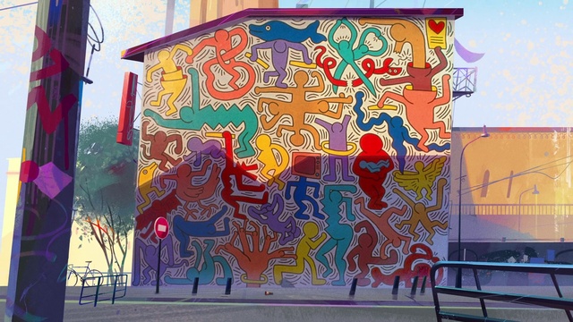 Video Reference: Art paint, Paint, Blue, World, Graffiti, Outdoor bench, Art, Font, Bench, Wall