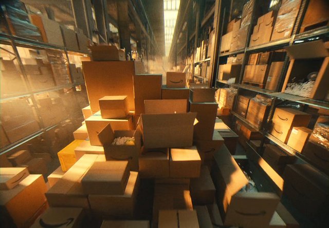 Video Reference: warehouse, boxes, cardboard, shipping, storage, shelving, aisle, logistics, inventory, distribution, packaging, stacked, indoor, industrial, delivery, storage room