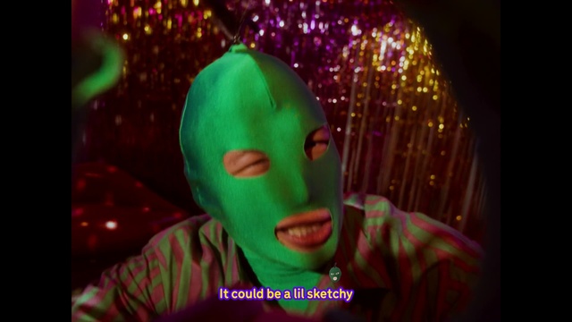 Video Reference: Organism, Entertainment, Magenta, Event, Fun, Mask, Art, Performing arts, Darkness, Font