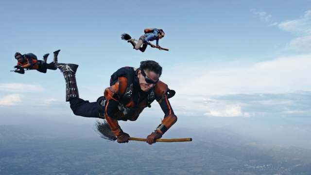 Video Reference: Tandem skydiving, Sky, Cloud, Happy, Parachuting, Stunt performer, Sports equipment, Windsports, Travel, Helmet