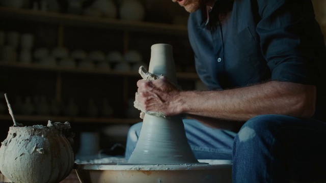 Video Reference: Jeans, Wheel, Potters wheel, Clay, Creative arts, Pottery, Artisan, Serveware, Gas, Art
