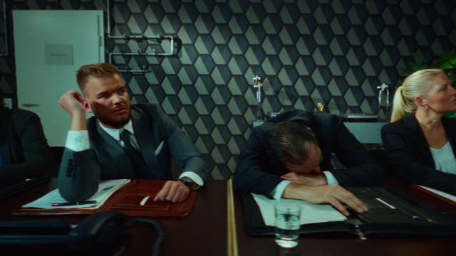Video Reference: Table, Chair, Desk, Tie, Suit, Event, White-collar worker, Computer, Tableware, Job