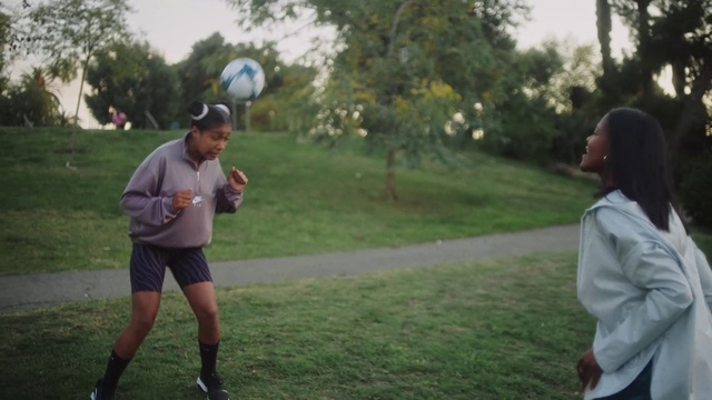 Video Reference: Playing sports, Sports equipment, Football, Shorts, Ball, Player, Grass, Plant, Leisure, Tree