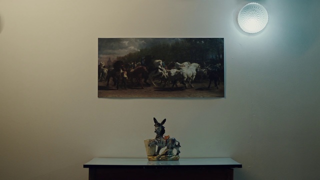 Video Reference: Table, White, Black, Sculpture, Horse, Grey, Art, Wall, Working animal, Wood