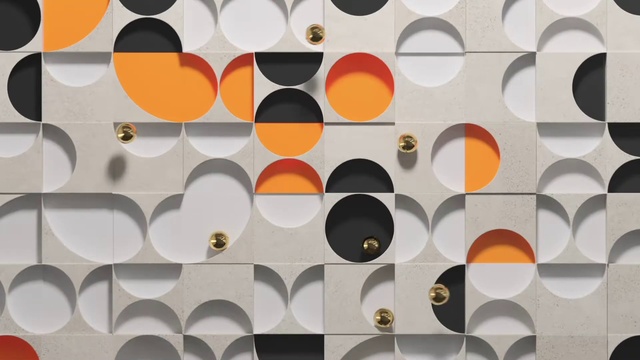 Video Reference: Product, Orange, Font, Art, Wall, Material property, Rectangle, Circle, Symmetry, Tints and shades