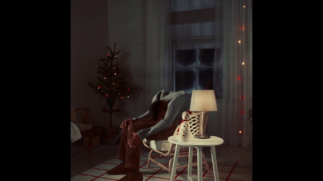 Video Reference: Christmas tree, Furniture, Window, Table, Chair, Lighting, Interior design, Wood, Comfort, Tints and shades