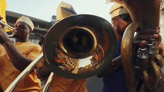 Video Reference: Musical instrument, Musician, Brass instrument, Wind instrument, Music, Hat, Event, Metal, Trombone, Tuba