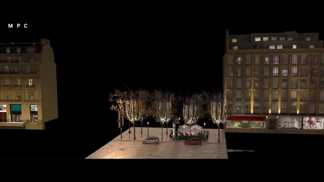 Video Reference: Building, Window, Tree, Sky, Urban design, Plant, Facade, Midnight, City, Event