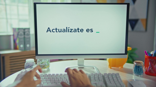 Video Reference: Computer, Table, Personal computer, Hand, Computer keyboard, Peripheral, Input device, Output device, Green, Desk