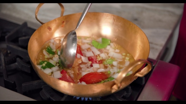 Video Reference: Food, Ingredient, Recipe, Soup, Tableware, Cuisine, Dish, Kitchen utensil, Cookware and bakeware, Vegetable