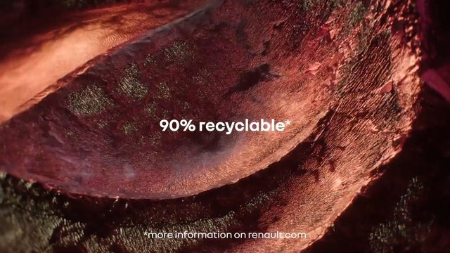 Video Reference: abstract, close-up, texture, red, orange, warm lighting, organic, surface, recyclable, text overlay, advertisement, macro, fabric-like, glossy, pattern, footnote