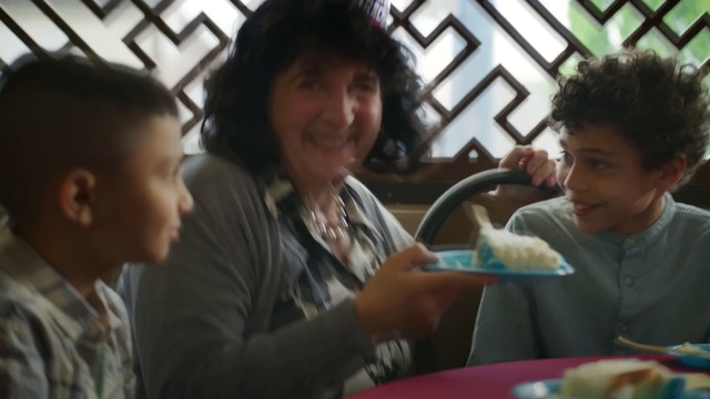 Video Reference: Tableware, Smile, Sharing, Table, Plate, Fun, Event, Chair, Conversation, T-shirt