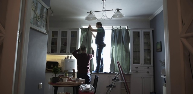 Video Reference: Property, Furniture, Light, Cabinetry, Lighting, Standing, Interior design, Wood, Grey, Shade