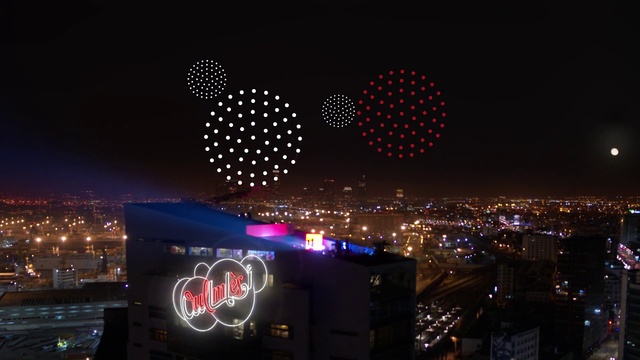 Video Reference: Sky, Fireworks, Light, Building, Midnight, Window, City, Event, Darkness, Space