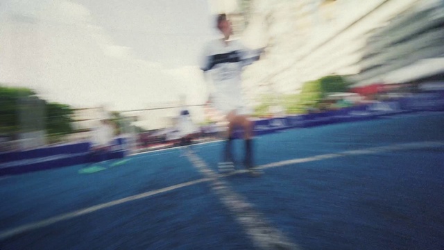 Video Reference: Cloud, Road surface, Asphalt, Sports equipment, Sunlight, Sky, Rolling, Tints and shades, Road, Recreation