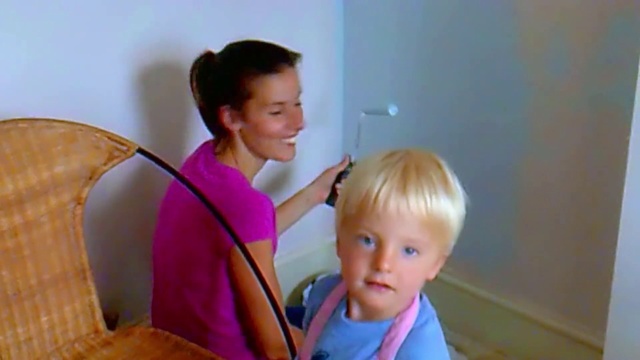 Video Reference: Hairstyle, Smile, Ear, Happy, Chair, Toddler, Fun, Hearing, Event, T-shirt