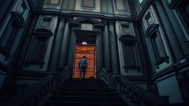 Video Reference: Building, Window, Wall, Symmetry, Landmark, Facade, Tints and shades, Door, Darkness, Urban area