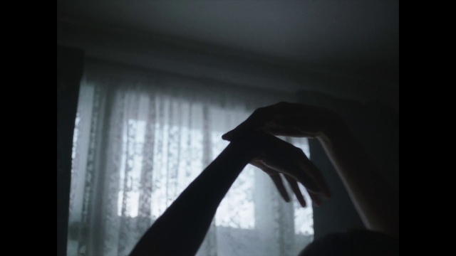 Video Reference: Hand, Window, Flash photography, Gesture, Curtain, Tints and shades, Wood, Door, Darkness, Glass