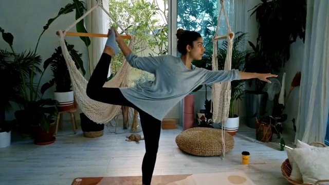 Video Reference: Joint, Plant, Shoulder, Leg, Flowerpot, Active pants, Houseplant, yoga pant, Dance, Interior design