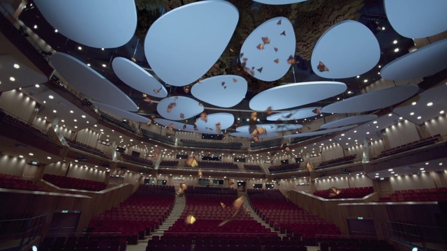 Video Reference: Light, Building, Ceiling, Event, Performing arts center, Tints and shades, Pattern, Art, Circle, Entertainment