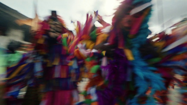 Video Reference: Art, Event, Dye, Fashion design, Magenta, Fashion accessory, Visual arts, Crowd, Pattern, Feather