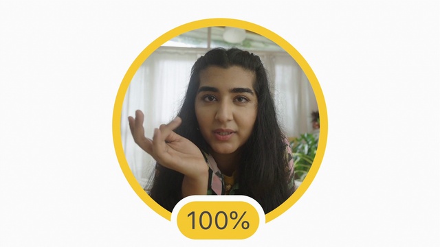 Video Reference: Hair, Hairstyle, Eyebrow, Eye, Eyelash, Yellow, Black hair, Font, Circle, Happy