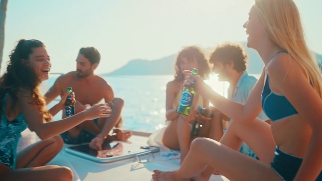 Video Reference: Water, Sky, Boat, Brassiere, Body of water, Outdoor recreation, Swimwear, Leisure, Shorts, Travel