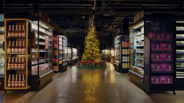 Video Reference: Christmas tree, Shelf, Shelving, Lighting, Interior design, Publication, Wood, Retail, Tree, Building