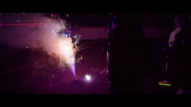 Video Reference: Fireworks, Purple, Entertainment, Violet, Font, Visual effect lighting, Magenta, Midnight, Electric blue, Event