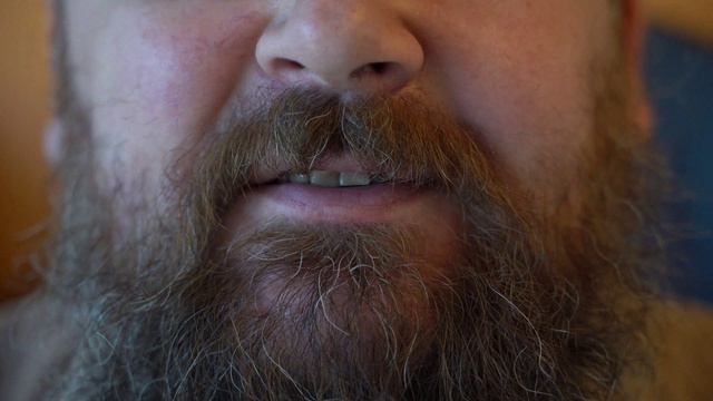 Video Reference: Nose, Cheek, Chin, Eyelash, Beard, Human body, Jaw, Happy, Ear, Facial hair
