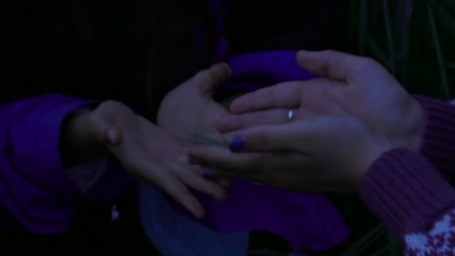 Video Reference: Purple, Sleeve, Gesture, Finger, Thumb, Violet, Interaction, Nail, Wrist, Electric blue