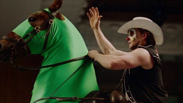 Video Reference: Horse, Hat, Working animal, Fedora, Sun hat, Elbow, Vest, Liver, Entertainment, Horse tack