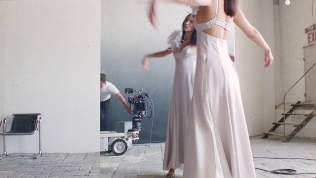 Video Reference: Joint, Shoulder, Tire, Wheel, Dress, Flash photography, Gesture, Bridal clothing, Waist, Happy