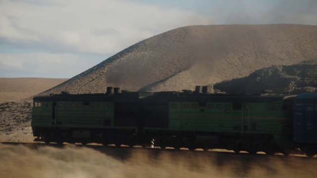 Video Reference: Sky, Train, Cloud, Highland, Mountain, Vehicle, Rolling, Rolling stock, Railway, Track