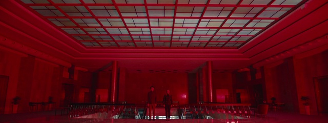 Video Reference: Building, Interior design, Hall, Red, Tints and shades, Wood, Magenta, Ceiling, Symmetry, Event