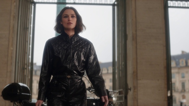 Video Reference: Sleeve, Standing, Leather jacket, Fashion design, Black hair, Waist, Curtain, Personal protective equipment, Denim, Leather