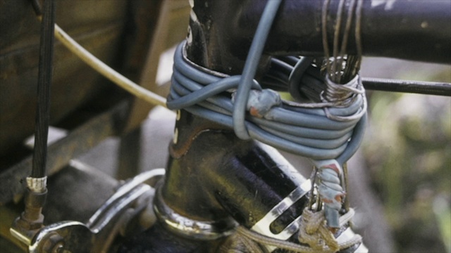 Video Reference: Motor vehicle, Bicycle tire, Automotive tire, Automotive lighting, Bicycle part, Bicycle fork, Electrical wiring, Rim, Bicycle chain, Spoke