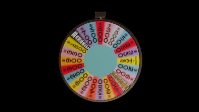 Video Reference: prize wheel, spinning wheel, game show, colorful, roulette, motion blur, black background, circular, contest, luck, selection, fair