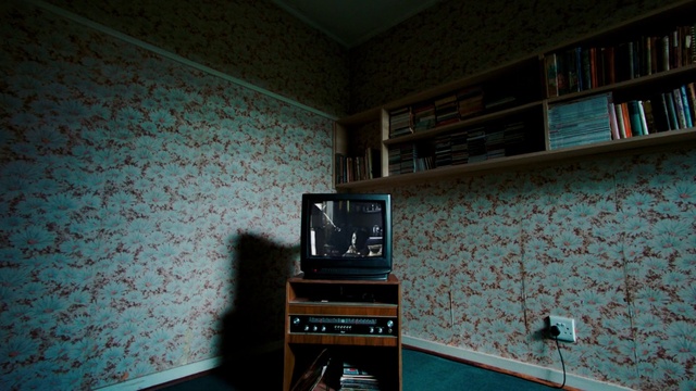 Video Reference: Property, Bookcase, Shelf, Building, Azure, Shelving, Interior design, Wood, Floor, Living room