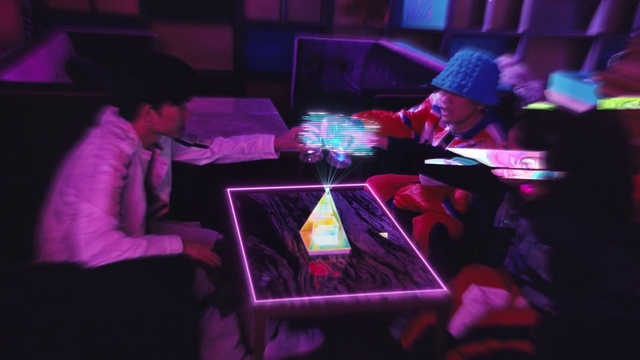 Video Reference: Purple, Entertainment, Music, Visual effect lighting, Magenta, Fedora, Gadget, Hat, Event, Electronic device