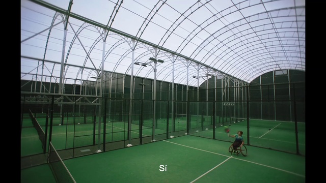Video Reference: Field house, Shade, Line, Grass, Building, Leisure, Flooring, Sports equipment, Football, Net