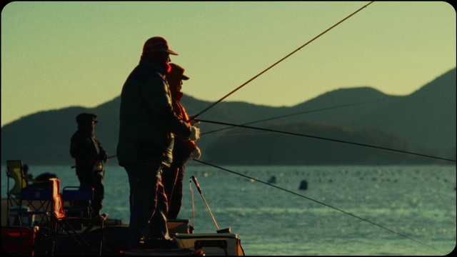 Video Reference: Sky, Water, Casting (fishing), Watercraft, Angling, Fisherman, Fishing rod, Lake, Mountain, Landscape
